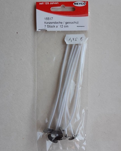 Kerzendocht gewachst 12cm