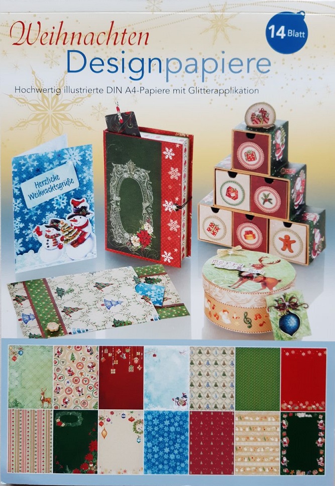 Weihnachts-Designpapiere A4 14 Bogen