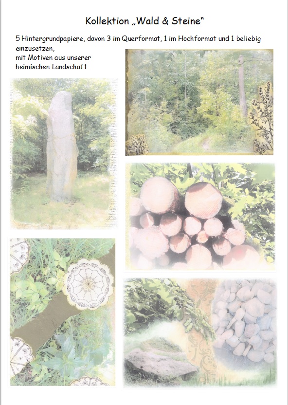 Digitales Hintergrundpapier "Wald & Steine"